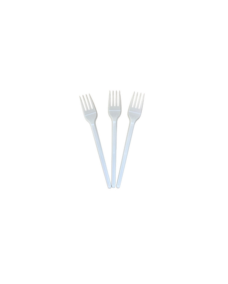 TENEDOR BLANCO 16,5 CMS REUTILIZABLE (PAQUETE DE 100 UNIDADES)