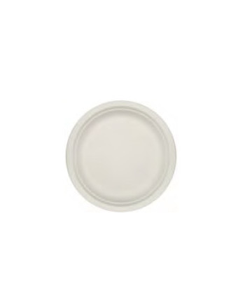 PLATO BLANCO 22 CMS FIBRA BIO  PAQUETE DE 50 UNIDADES