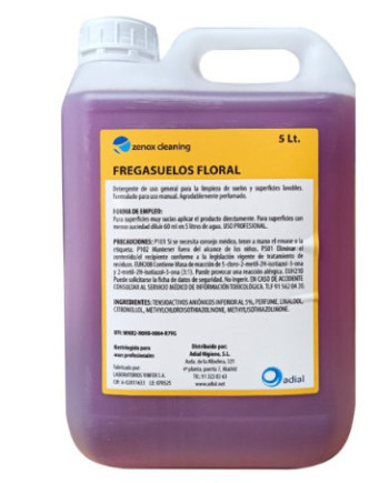 FREGASUELOS FLORAL ZENOX CLEANING GARRAFA DE 5 LITROS