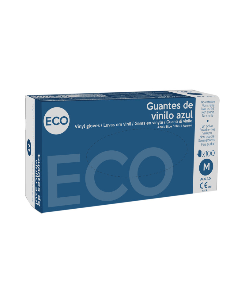 GUANTE VINILO ECO AZUL S/P T/M P100