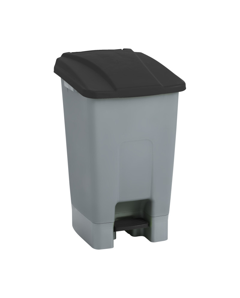 PAPELERA 70LTS TAPA NEGRA C/PEDAL Y RUEDAS 04309 MAYA