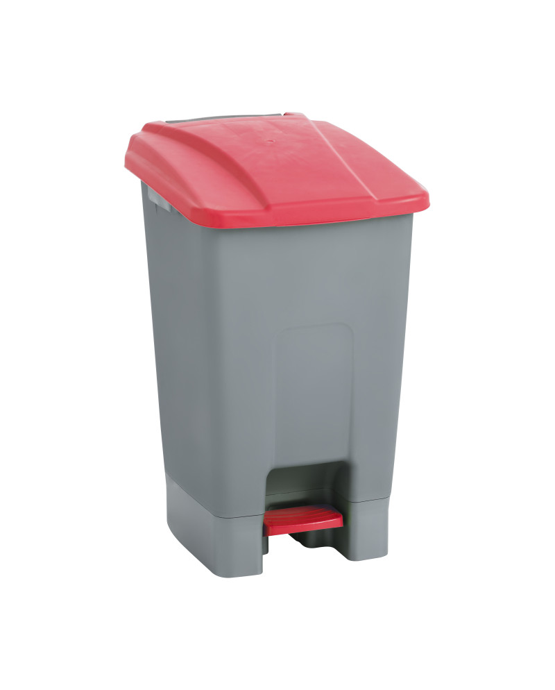 PAPELERA 70LTS TAPA ROJO C/PEDAL Y RUEDAS 04309 MAYA