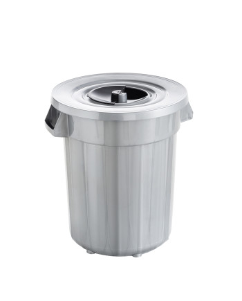 CONTENEDOR REDONDO C/TAPA 120L GRIS