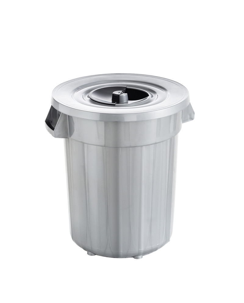 CONTENEDOR REDONDO C/TAPA 120L GRIS