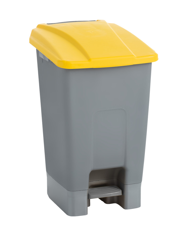 PAPELERA 70LTS TAPA AMARILLA C/PEDAL Y RUEDAS 04309 MAYA