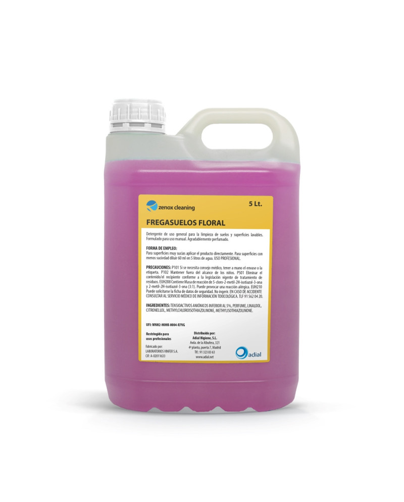 FREGASUELOS FLORAL ZENOX CLEANING GARRAFA DE 5 LITROS
